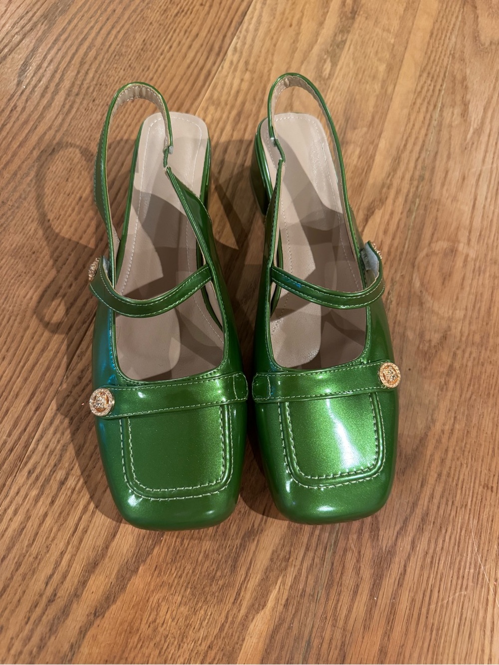 Green Patent Slingback Mary Jane Pumps - Women's Stylish Heels